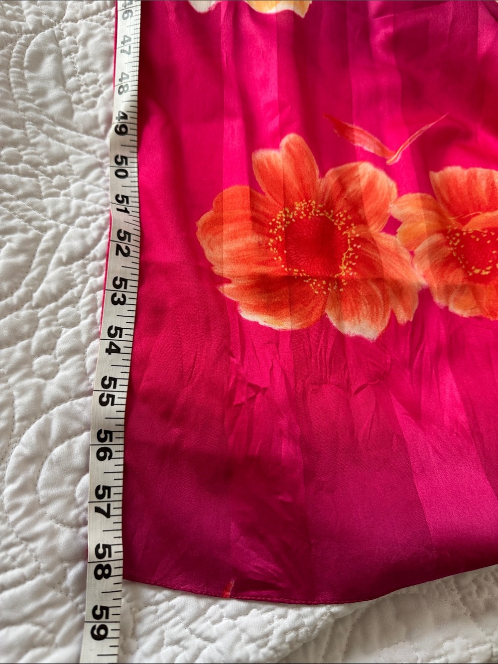 Bright Fuchsia Floral Satin Scarf - Picture 7 of 7